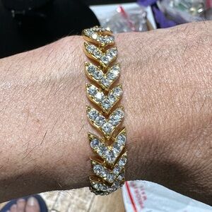 Vintage Gold Tone Rhinestone Bracelet 7”